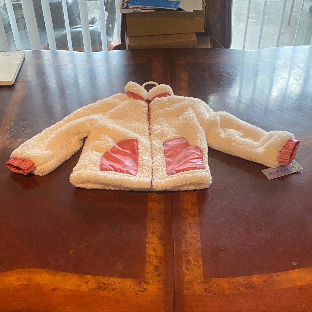 Cream and Pink Fleece Jacket - Picture 2 of 3